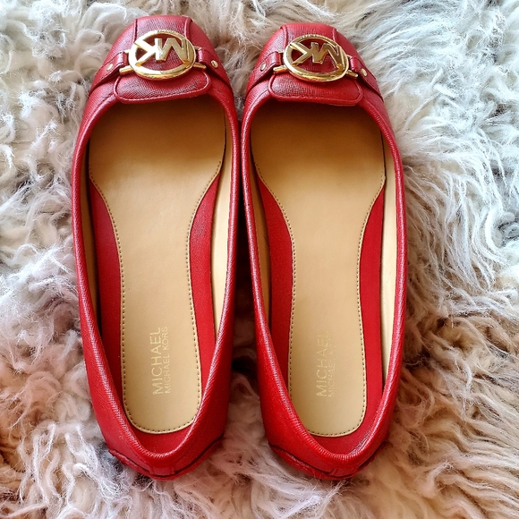 Michael Kors Red Leather Ballet Flats - Picture 2 of 9